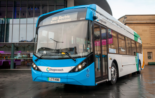 100% electric zero emission stagecoach bus