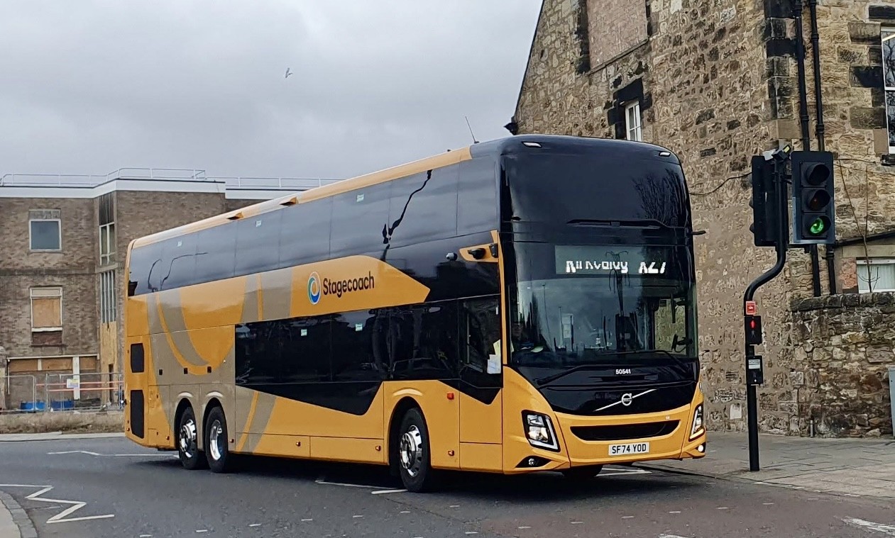 Yellow low-floor easy access stagecoach bus